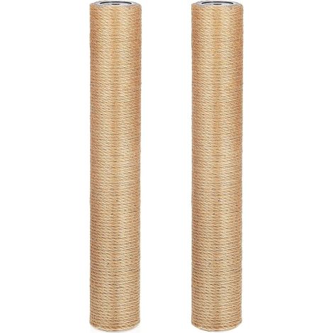 Lot de 2 Poteaux à Griffer en Jute Naturel pour Chats Diamètre 6 CM X 40 CM
