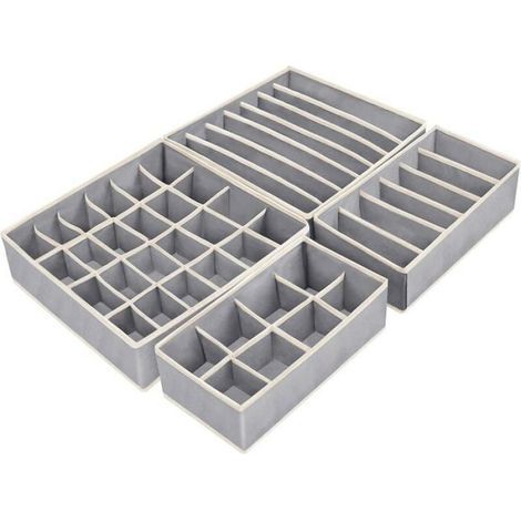 Organisateur tiroir pliable non-tissé, rangement sous-vêtements/soutiens-gorge/chaussettes, compartiments, gain place Label (1/4)
