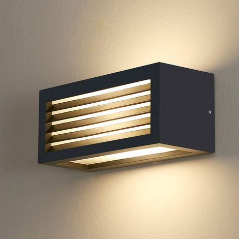 Moderne Außenwandleuchte aus Aluminium, nach oben und unten gerichtet, für den Innen- und Außenbereich geeignet, wasserdicht (IP54), mattschwarz