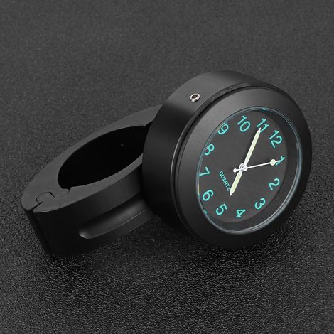 Horloge universelle étanche 22/25 mm pour guidon de moto (pile intégrée), noire (1/5)