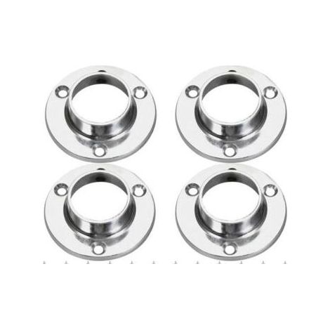 Lot de 4 supports métalliques ronds pour barre de 25 mm – robustes, compatibles avec systèmes de rangement, tringles à vêtements et étagères dans les placards (1/5)