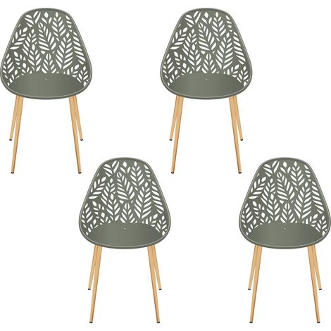 Lot De 4 Chaises - Home Deco Factory - Lucena - Raffinées - Olive (1/4)