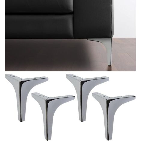 4 Pieds de Meuble et Canapés modèle Meta - Lot de 4 Pieds en Métal - Pieds au Élégante Design pour Fauteuils et Armoires - Couleur Chromé - Hauteur 130 mm (1/5)
