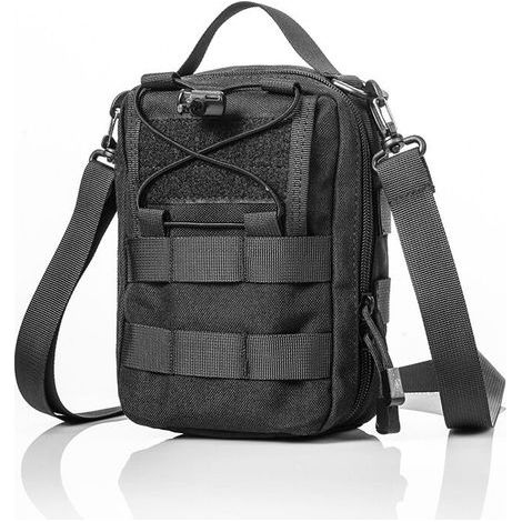 Militärisches Erste-Hilfe-Set, Sanitätstasche, taktische Tasche, Erste-Hilfe-Set, EDC-Tasche für CS War Game, Wandern, Klettern (01 Schwarz) (1/5)