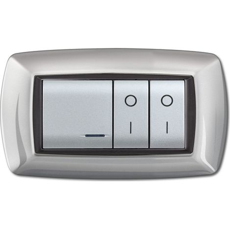 Placca placchetta per interruttore elettrico 4 Posti - Alluminio chiaro ECL2984AC (1/2)