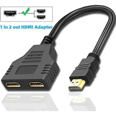 Répartiteur HDMI 1 entrée 2 sorties 1080p, câble répartiteur en Y à double port pour PC, TV, Xbox et PS3, compatible HDMI ( ) (1/5)