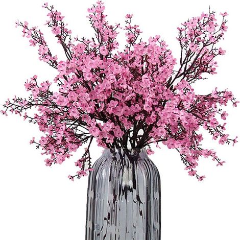 Fleurs artificielles respirantes en tissu, 6 bouquets de plantes en soie artificielles européennes, décoration de mariage et de fête, bouquets décoratifs, fleurs pressées, bricolage de jardin ()-AquaF (1/5)