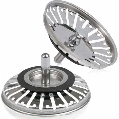 2pcs Filtre à évier/bouchon de bonde pour évier bouchon d'évier trou Passoire de cuisine/salle de bain diamètre de 84 mm avec embout à boule, en acier inoxydable (1/5)