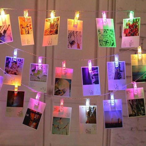 Guirlande Photo, Guirlande Lumineuse Chambre Guirlande Led Photo Batterie Alimenté Lampe à pince photo(6m 40led, Coloré) (1/4)