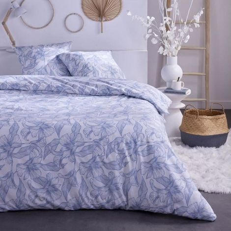 Set letto in cotone TODAY Sunshine 220x240 cm fiori lavanda lilla con 2 federe 63x63 cm (1/3)
