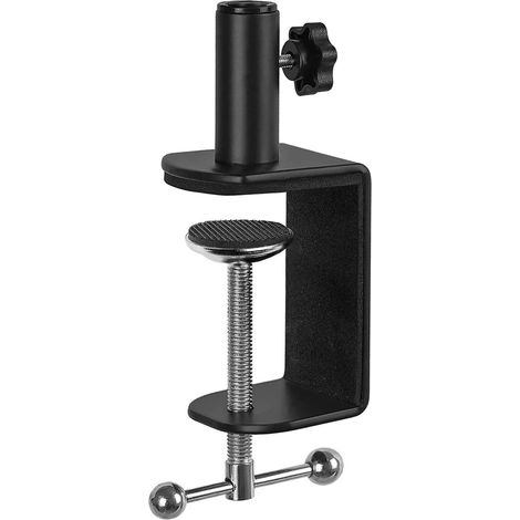 Pince en C de bureau avec trou de filetage de 1,27 cm, pince en C pour pied de microphone, 1 pince de table réglable en métal sur lampe de bureau, pince noire pour lampe de bureau pour bras (1/5)