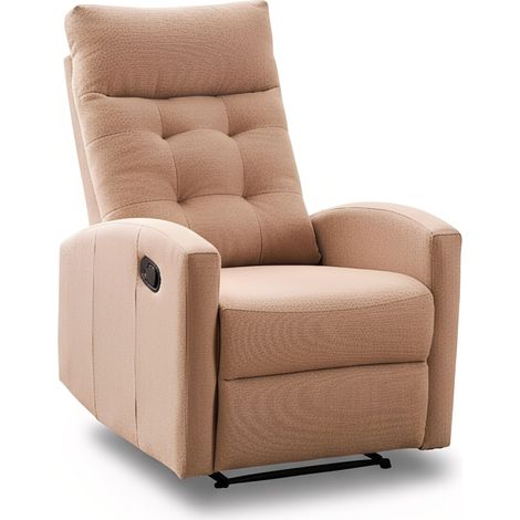 Marvin Poltrona Relax Reclinabile Manuale con Poggiapiedi Solena, Schienale Regolabile Seduta Ergonomica in Tessuto per Arredo Salotto, Soggiorno e Ufficio Beige