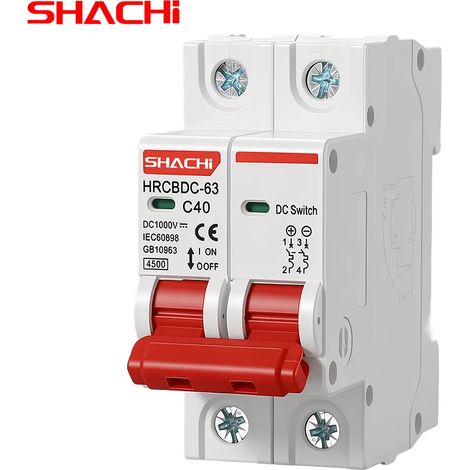 SHACHI Miniatur-Leistungsschalter 2P DC 500V, geeignet für Solar-Photovoltaik-Systeme, Miniatur-Leistungsschalter, 50A, Dauerstrom. (1/5)