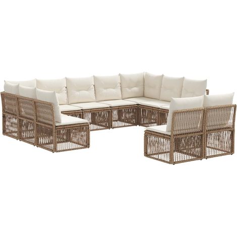 Gartensofa-set 11 pcs Beige Poly-Rattan vidaXL