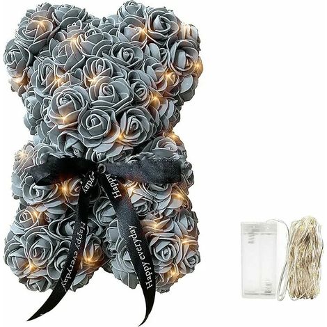 Ours en peluche rose artificiel, cadeau idéal pour la Saint-Valentin, un mariage ou un anniversaire. Ours en peluche rose avec ceinture lumineuse décorative et boîte.-AquaForge