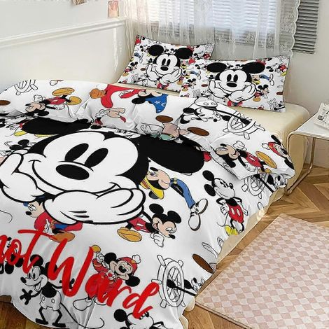 Ensemble de literie à motif Mickey Yt460, 3 pièces : 1 housse de couette et 2 taies d'oreiller. Convient aux femmes, hommes et adolescents. Plusieurs tailles disponibles. (1/5)
