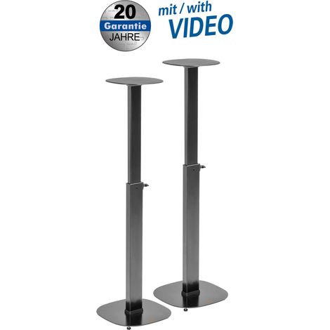 My Wall HS 23L Pedestal para Altavoz Extensible, Soporte de Suelo, Altura Ajustable Negro 2 Piezas.