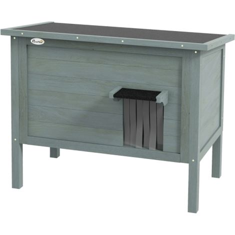 Cuccia per gatti da esterno, resistente alle intemperie, 1 finestra, 1 ingresso, dimensioni 85 x 50 x 68,5 cm, grigio scuro + nero, spedizione in loco. (1/5)