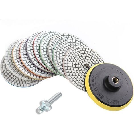 Set mit 12 Diamantpolierscheiben für Nass- und Trockenbearbeitung – 4 Zoll – Für Granit, Marmor, Beton, Stein