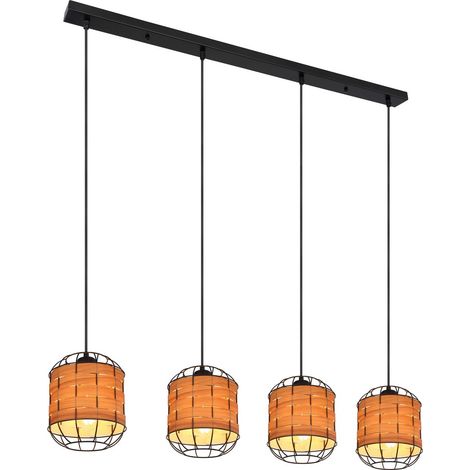 Globo Elmar Plafonnier suspendu de bar noir mat 4x E27