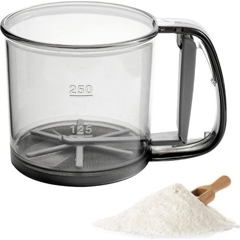 Tamis à Farine en Maille Fine pour la Cuisson, Tamis Farine Passoire à Farine pour Filtrer Farine Sucre en Poudre Cacao en Poudre, Cuisine Accessoires Tamis à Farine Semi-Automatique (1/5)