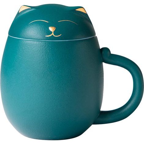 Tasse À Thé Avec Infuseur - En Céramique Blanc Haut De Gamme - 400 Ml - Pour Thé En Vrac - Avec Couvercle Et Passoire Intégrée - Vert (1/5)
