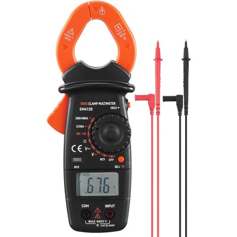 Pince multimètre numérique T-RMS 400A/600A Pince multimètre testeur, Courant Alternatif résistance à la Tension ca/CC W/NCV for Appareil ménager (Color : 400A 2000 Counts, Size : 1 UK) (1/5)