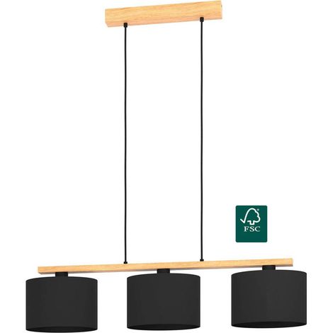 Lampe suspendue Castralvo Textile Schwarz E27 3x40w L: 97,5 cm B: 17,5 cm H: 110 cm Dimmable (1/5)