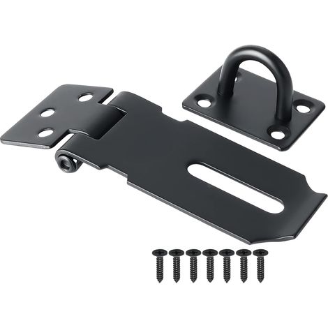 Loquet à cadenas avec vis, 7,6 cm, pour porte de jardin, portail, armoire, noir