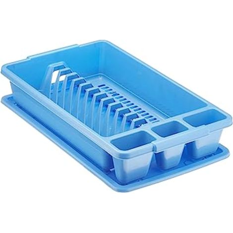 Scolapiatti da Lavello con Vassoio Piccolo Blu Delfin 45 x 26 x 8,5 cm
