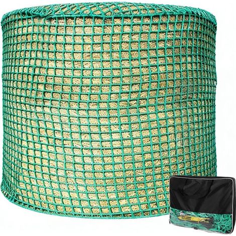 Filet à foin pour balles rondes, ø 150 cm, hauteur 150 cm, filet à foin à mailles fines, filet à foin résistant à l'usure pour chevaux, diamètre des balles rondes, taille des mailles 4,5 x 4,5 cm, con
