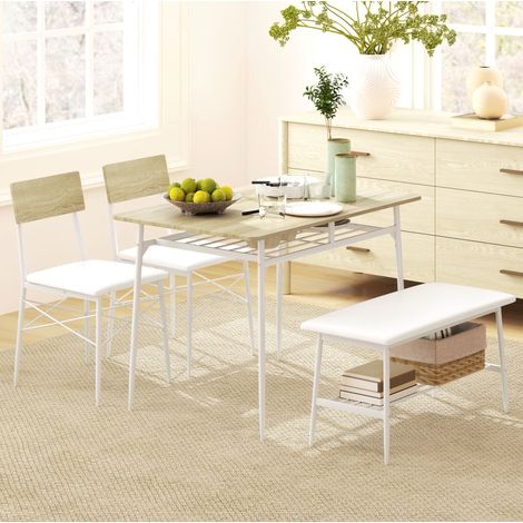 MEUBLIV Ensemble table à manger 110x70 cm chêne – rangement, 4 places (1/5)