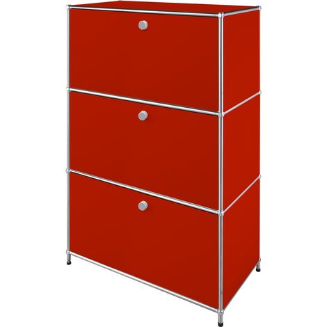 Metallschrank Concept Epure MK-129 Sideboard mit 3 verschließbaren Fächern Rot (1/5)