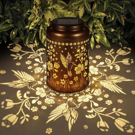 Lanternes solaires d'extérieur étanches en métal, décoration de jardin en forme de colibri (1/4)