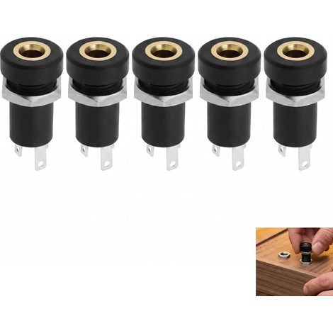Lot de 5 Prises Jack 3,5 mm Stéréo, Prise Jack à Souder 3 Broches TRS à Souder, Connecteur Audio 3 Broches avec Écrou de Fixation, Fiche DIY pour Réparation Casque Câble Micro Guitare (1/5)