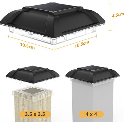 Lampe solaire pour poteau, luminaire extérieur pour jardin villa, lumière chaude 3000K, vendue à l’unité (1/4)