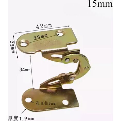 Charnière à rabat invisible en fer (15 mm) - Lot de 2 pièces, 180°, pour table à manger, bureau, support de lit, accessoires de meubles. (1/5)