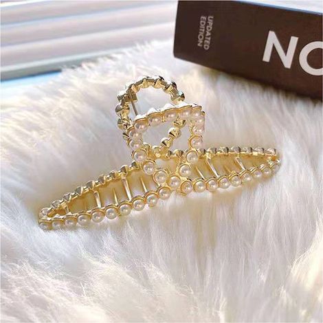 Pince à cheveux, pince banane ornée de fausses perles, accessoire de coiffure pour femmes 1 (1/5)