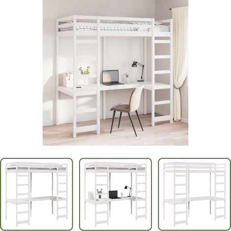Cadre de lit - Cadre de lit mezzanine Blanc 90 x 200 cm Pin massif (1/5)