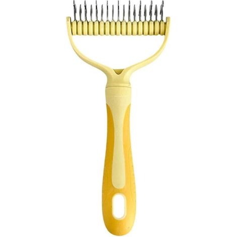 Brosse Chien et Brosse Chat, Brosses pour Chiens 17+9 Dents, Râteaux de Toilettage pour Chiens - Jaune (1/5)