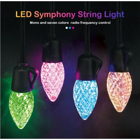 GROOFOO Guirlande lumineuse LED RGB télécommandée 15m - Pour extérieur et intérieur - 20 ampoules dimmables - Étanche IP65（Coloré avec Télécommande）