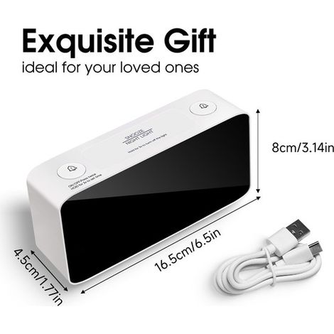 Sveglia extra potente con luce notturna a 7 colori,orologio digitale con volume regolabile e funzione di ricarica USB per il comodino,bianco (1/4)