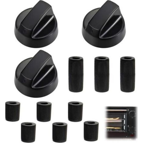 Bouton Gazinière Universel 3 Pièces + 9 Adaptateurs En Plastique, Diamètre Intérieur 6Mm Et 8Mm Pour Fours Et Plaques De Cuisson (1/5)