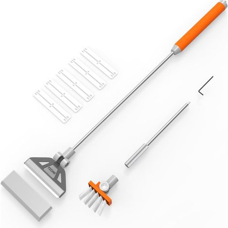 Grattoir à Algues - Kit 2-en-1 - Acier Inoxydable - Tête Rotative - Aquarium Verre - 48cm à 66cm (1/5)