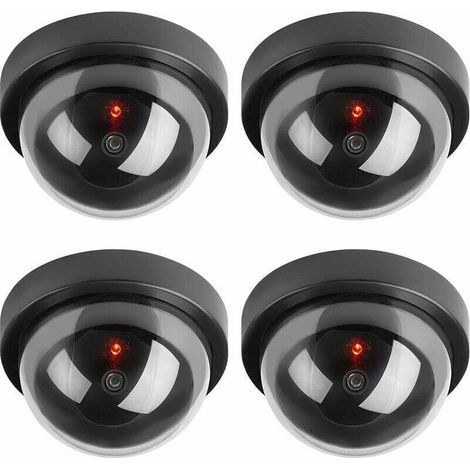 Caméras factices, Fausse de Sécurité Caméra Dôme CCTV avec LED Clignotant Lumière pour Les Entreprises Magasins Accueil, Utilisation Intérieur Extérieur (4 Pack) (1/5)