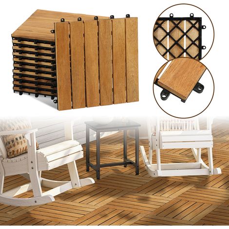 Wolketon Holzfliesen Terrassenfliesen 22 fliesen 2㎡ Akazien bodenfliesen 30x30cm Klickfliese Bodenbelag Drainage wetterfest