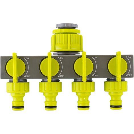 Distributeur 4 Voies, 3/4" et 1/2" Raccord de Tuyau D'arrosage, Étanche Adaptateur Robinet Tuyau Arrosage Exterieur - Garden Hose Splitter pour l'irrigation du Jardin, Robinet Extérieur (1/5)