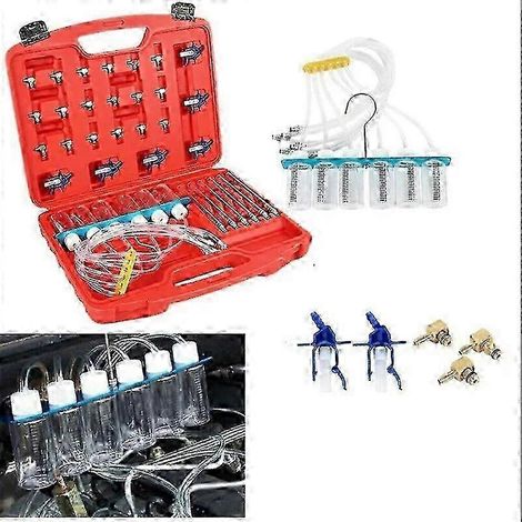 Débitmètre d'injecteurs Common Rail diesel avec 24 adaptateurs, kit de test/diagnostic pour conduites de carburant, 6 injecteurs testés simultanément ST1M767 (1/5)