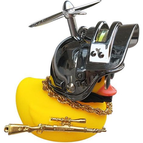 Motorradlenkerornament in Entenform, kleiner gelber Helmornament in Entenform (1/5)