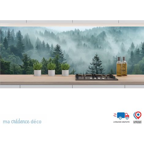 Crédence : Forêt dans la brume - Couleur Bleu turquoise - Alu composite - 60 - 180 (1/3)
